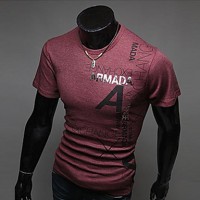 menns korte ermer t-skjorte, mote utskrift design!